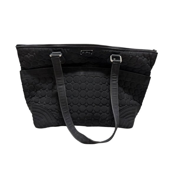 Vera Bradley Black Quilted Large Diaper Bag Changing Pad Floral Vinyl Interior - Picture 1 of 9